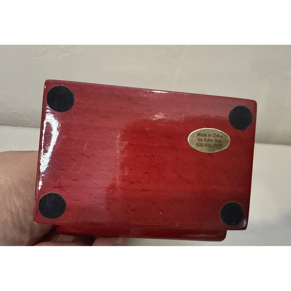 Vtg Helzberg Diamonds Double Ring Box Jewelry Cherrywood  Empty Wood Wedding